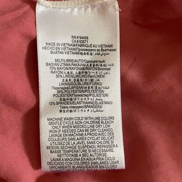 BCBGMAXAZRIA Fit and Flare Safari Midi Dress Salmon Pink Size 4‎ Puff Sleeves - Picture 9 of 9